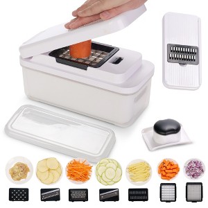 Cheer Collection 7-Blade Vegetable Slicer & Chopper with Container and Lid - 1 of 4