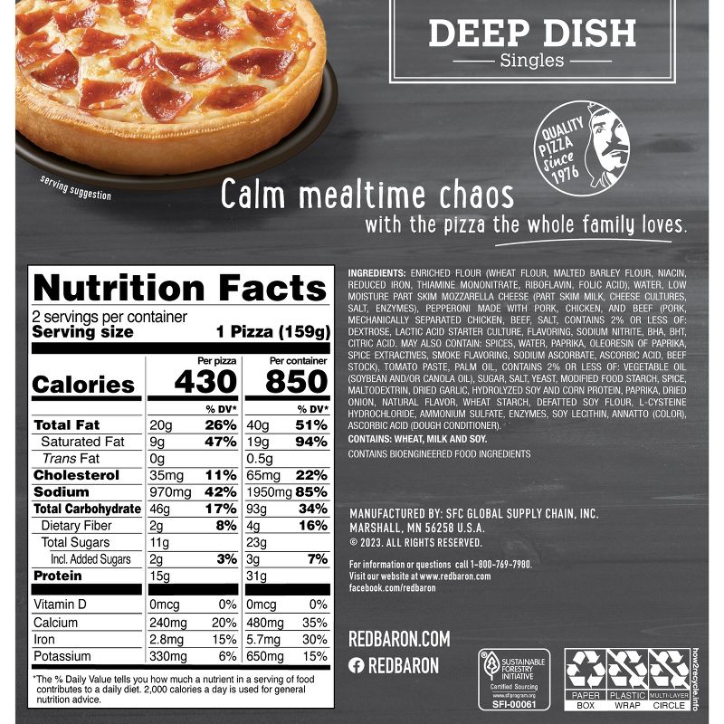 Red Baron Deep Dish Singles Pepperoni Frozen Pizza - 11.2oz, 3 of 13