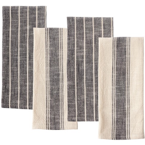 Cotton Tea Towel - Dark gray/striped - Home All