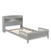 Twin Pine Wood Bed with Bookcase Headboard & Motion Sensor LED - Adjustable Guardrails, Safe & Stylish Kids Bed - 4 of 4