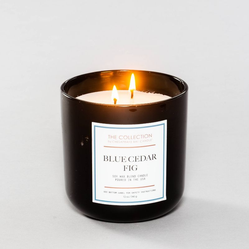 2-Wick Black Glass Blue Cedar Fig Lidded Jar Candle 12oz - The Collection by Chesapeake Bay Candle, 4 of 11
