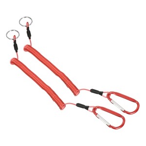 Unique Bargains Retractable Coiled Safety Cords D Shape Carabiners Fishing Tool Lanyards 2 Pcs 3.9ft - 1 of 4