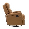 Set of 2 Basilio 28.74 Wide Tufted Wooden Upholstery Genuine Leather Swivel Rocker Recliner with Nailhead Trims| ART OF LIVING DESIGNS - 3 of 4