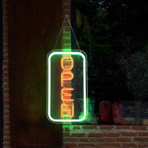 Hachikiko "OPEN" LED Neon Sign - 16"x9" Green & Red Cafe Decor - Energy Efficient Business Sign - 1 of 4