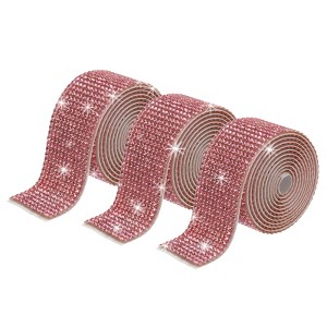 Unique Bargains Self-Adhesive DIY Crafts Decorations Crystal Rhinestone Diamond Ribbon 3 Rolls - 1 of 4