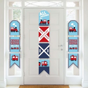 Big Dot of Happiness Railroad Party Crossing - Hanging Vertical Paper Door Banners - Steam Train Party Wall Decor Kit- Indoor Door Decor - 1 of 4