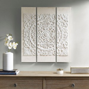 Triptych 3-piece Dimensional Resin Canvas Wall Art Set - 1 of 4