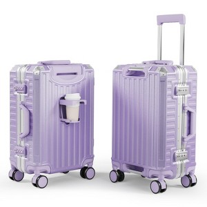 SUGIFT Carry-On Luggage Zipperless Aluminum Frame Suitcase with Spinner Wheels TSA Lock Cup Holder 20" 24" 28" - 1 of 4