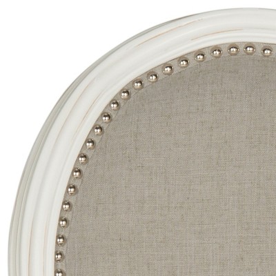 Provencal Elegance High-Back Linen Side Chair in Gray & White