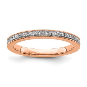Black Bow Jewelry 2.25mm 14k Rose Gold 1/10 Ctw Diamond Stackable Band - 1 of 4