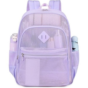 Hachikiko Heavy Duty Mesh Backpack - See Through Transparent Bookbag for School, Swimming, Beach, Sports & Travel - 1 of 4