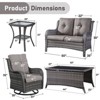 Gymojoy 5 Piece Outdoor Wicker Loveseat Sofa with Patio Swivel Glider Chairs with Coffee Table and Side Table - 3 of 4