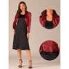 Allegra K Women's Satin Open Front Ruched Long Sleeves Cropped Bolero Shrug - 2 of 4