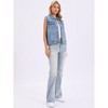 INSPIRE CHIC Women's Sleeveless Turndown Collar Button Down Chest Flap Pockets Washed Denim Vest - 2 of 4