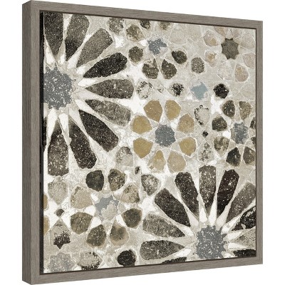 16" x 16" Neutral Geometric Abstract Framed Canvas Print