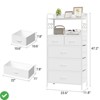 5 Drawer Dresser Tall Dresser for Bedroom Storage Organizer with Fabric Bins Wood Top - 2 of 4