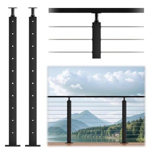 36"H Black Cable Railing Level Post Mount - 1 of 3