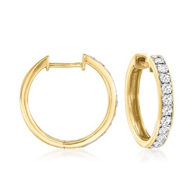 Ross-Simons 0.50 ct. t.w. Diamond Hoop Earrings in 14kt Yellow Gold