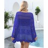 Coolmee Women's Crochet Cardigans Solid Lightweight Tie Front Tops Hollow Out Beach Cover Ups Long Sleeves Summer Knit Cover Cardigans One Size Blue - 4 of 4