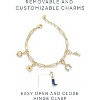 14K Gold Plated Adjustable Bracelet for Women | Twisted Bar & Paperclip Charm Chain Bracelets with Moon, Evil Eye - 3 of 4