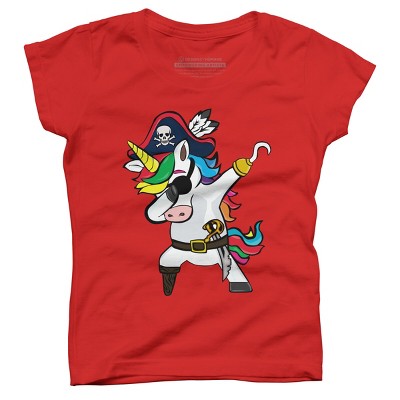 Girl's Design By Humans Dabbing Dance Pirate Unicorn Gifts Funny Halloween Costume Gift By lukesstore T-Shirt