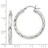 Black Bow Jewelry 3mm, Satin Polished D/C Sterling Silver Hoops - 30mm (1 1/8 Inch) - 4 of 4
