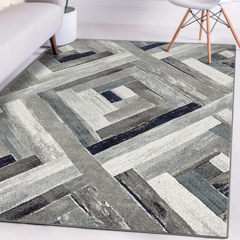 Luxe Weavers Modern Abstract Wood Carpet Geometric Gray 2x7 Area