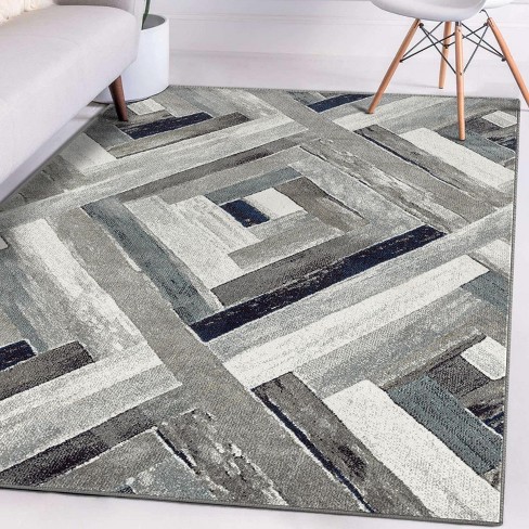 Luxe Weavers Gray Modern Abstract Area Rug 8x11 Geometric Living Room Carpet