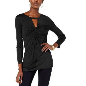 I.N.C International Concepts Womens Twist-Front Pullover Blouse, Black, X-Small - 1 of 1