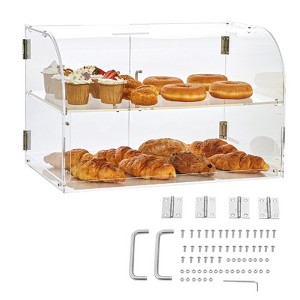 VEVOR Pastry Display Case, 2-Tier Commercial Countertop Bakery, Acrylic Display Box with Rear Door Access & Removable Shelves, 22"x14"x14" - 1 of 4