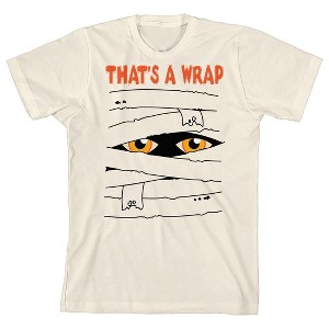 Kids Halloween That's A Wrap Crew Neck Short Sleeve Natural Unisex Youth T-shirt - 1 of 2