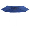 vidaXL Garden Parasol Azure Blue 100% polyester, metal Large Collapsible - 3 of 4