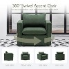 34 Wide Swivel Accent Chair, Upholstered Armchair with Plump Back Pillow for Living Room, Bedroom, Reading Corner, or Lounge Area - Beige - 4 of 4