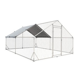Large Metal Chicken Coop for 20 Birds, Tri-Support Frame with Weatherproof Cover & Lockable Door, 13.1'x9.8' for Ducks & Rabbits - 1 of 4