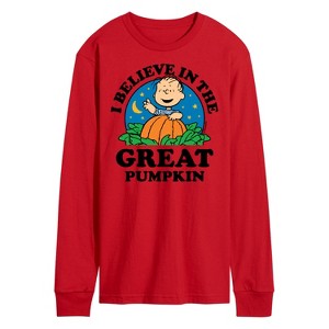 Men's - Peanuts - I Believe In The Great Pumpkin Long Sleeve Graphic T-Shirt - 1 of 3