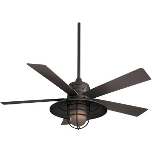 54" Minka Aire Industrial Outdoor Ceiling Fan with LED Light Oil Rubbed Bronze Wet Rated for Patio Exterior House Porch Gazebo - 1 of 4