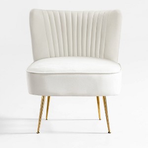 WestinTrends Phoebe Upholstered Tufted Velvet Accent Chair With Metal Leg - 1 of 4