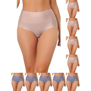 INSPIRE CHIC Women's Tummy Control Unlined High-Waisted Breathable Hipster Underwear 10 Packs - 1 of 4