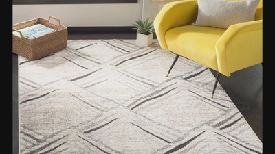 Geometric Diamonds Hand-Knotted Area Rug in Cream & Charcoal - 5'1" x 7'6"