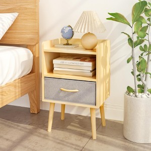 NicBex Set of 1/2 Nightstand with Collapsible Fabric Drawer,2-Tier Storage End Table with Open Shelves for Bedroom,Living Room - 1 of 4