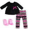 Sophia’s Ikat Print Knit Leggings, Long-Sleeved Top, & Fuzzy Boots Outfit for 18” Dolls, Hot Pink/Black - 2 of 2