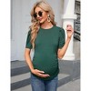 Maternity Tops Women's Casual Ribbed Round Neck Puff Short Sleeve Ruched Side Tunic Blouses Shirts Pregnancy Clothes - 2 of 4