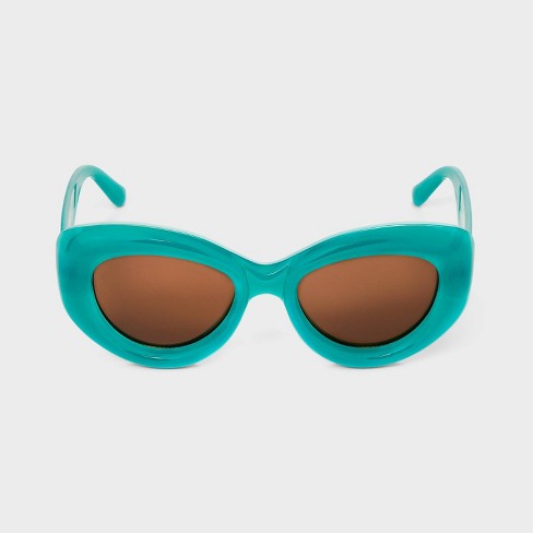 Women's Bubble Round Cateye Sunglasses - A New Day™ Green