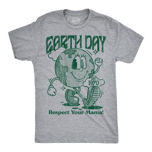 Mens Earth Day Respect Your Mama Funny T Shirts Sarcastic Tee For Men - Crazy Dog Men's T Shirt - 1 of 4