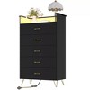 Dresser for Bedroom with Charging Station & LED Light,Tall Dresser & Chests of Drawers with 5 Drawers - 3 of 4