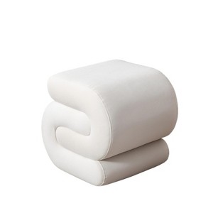 Cesicia S-shape Velvet Fabric Ottoman, Makeup Stool Footstool, 16.93" D × 19.69" W × 16.34" H - 1 of 4