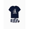 Christmas Reindeer Print Glow in the Dark Family Matching Pajamas Sets with Christmas Socks Deep Blue - 3 of 4