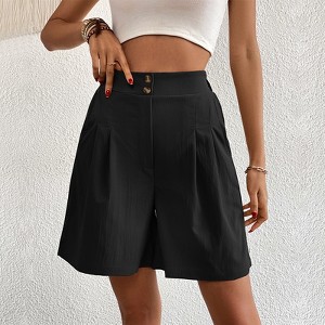 Women's High-Waisted Wide Leg Dress Shorts - Elegant Office Commuter Shorts - 1 of 4