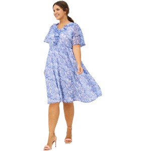ellos Plus Size Ruffled V-Neck Empire Dress - 1 of 4