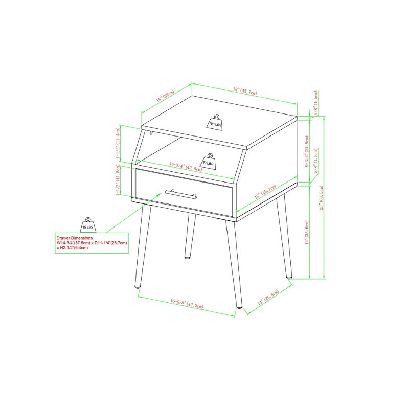 Modern 1 Drawer Angled Side Table - Saracina Home, 3 of 12